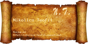 Nikolics Teofil névjegykártya